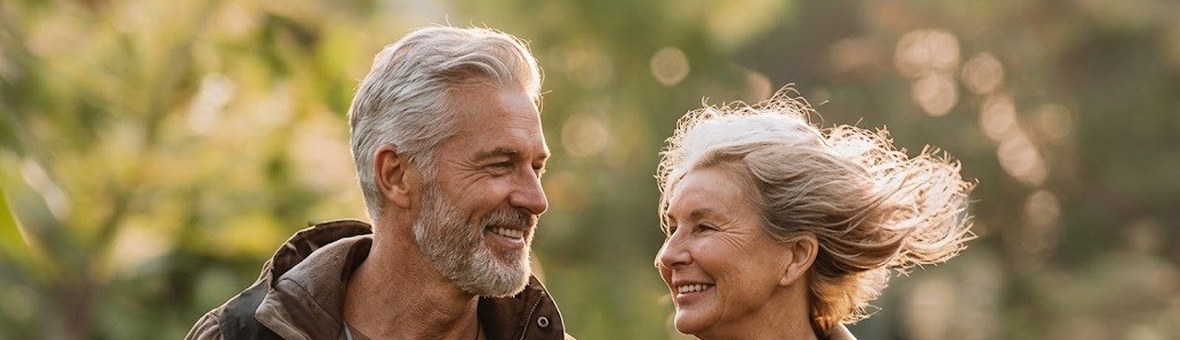 Aktives Paar in der Natur – biologisches Alter